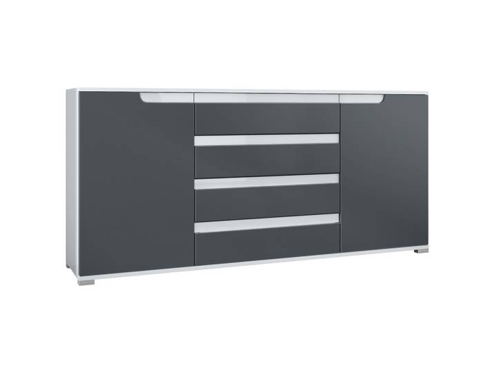 SIDEBOARD Sylt Anthrazit matt / Weiß Hochglanz