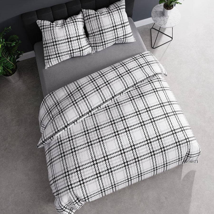Markizeta Home Petit satinsatijn beddengoed grijs geruit 200 x 220 cm