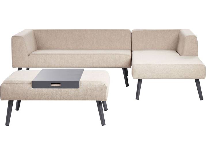 BELIANI Lounge-Set 4 Sitzer Beige Olefin-Gewebe Aluminium-Rahmen Stilvolle Gartenmöbel