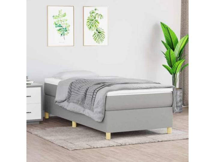 KGHFDVB Bett 203 x 80 x 35 cm aus Holzwerkstoff Hellgrau Polyester Stoff 100% Polyester, Sperrholzlatten für gleichmäßige Gewichtsverteilung, stabile Stützbeine, für Matratze