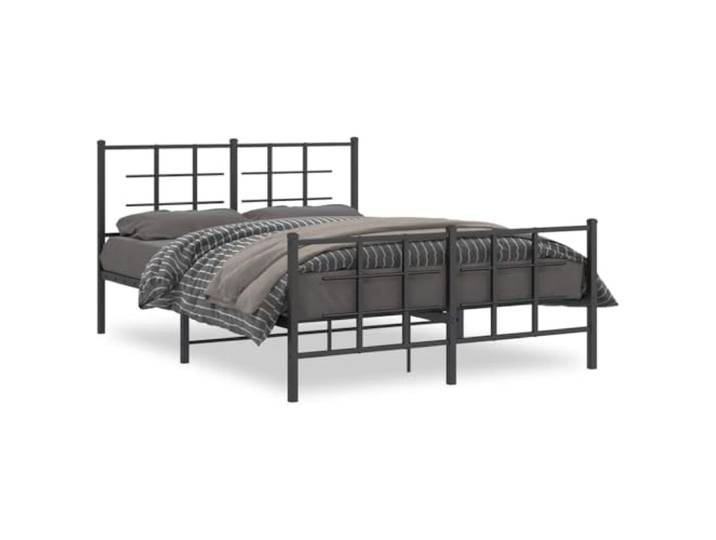 PUGYNBK Bettgestell aus Metall, Schwarz, 140 x 190 cm, mit Kopfteil und Fußteil