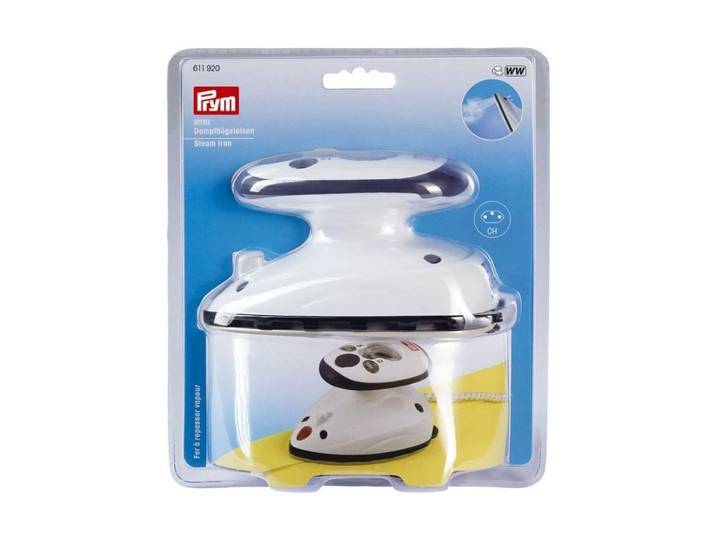 Dampfbügeleisen PRYM Mini mit CH-Stecker , weiss (weiß), B:13cm H:7,5cm, Bügeleisen, Dampfbügeleisen