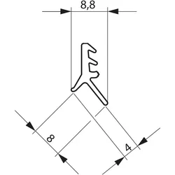 GU, Zubehör Türbeschlag, HS Dichtungsviertelrahmen P743, Masse 2500 x 2500 mm, grau