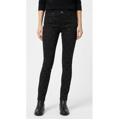 Skinny-fit-Jeans MAC "DREAM SKINNY chain glitter", Damen, Gr. 40, Länge 32, schwarz (schwarz, schwarz), Denim/Jeans, Obermaterial: 83% Baumwolle, 15% Polyester, 2% Elasthan, gemustert, skinny fit knöchellang, Jeans, mit Glitzersteine Muster