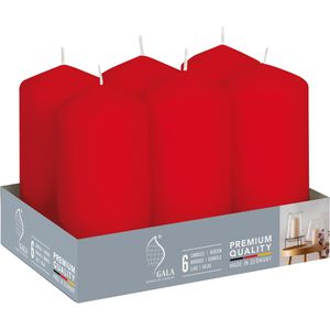 Gala Kerzen Typ 6/60/130, Stumpenkerzen, rot, Ø 6 cm, Höhe 13 cm, 6 Stück