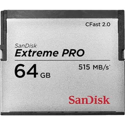 Sandisk CFast Card Extreme Pro 64GB (64 GB, CFast 2.0), Speicherkarte, Schwarz, Silber