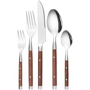 Gräwe Besteck-Set Bamberg 128.110.SD, Edelstahl 18/0, für 2 Personen, Kunststoffgriffe, braun / silber, 10-teilig