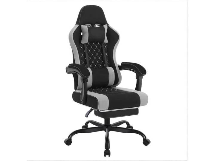 Chaise de bureau massante - chaise ergonomique pivotante - tissu mesh - noir/gris