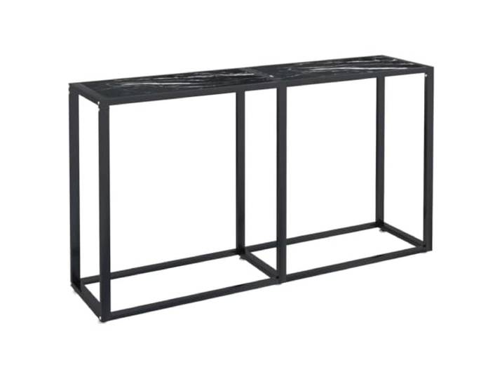 GPUTYGHN Konsolentisch Schwarz Marmor-Optik 140x35x75,5 cm Hartglas Schwarze Marmor-Optik,gehärtetes Glas,pulverbeschichteter Stahl,feucht abwischbar,Flur & Wohnzimmer