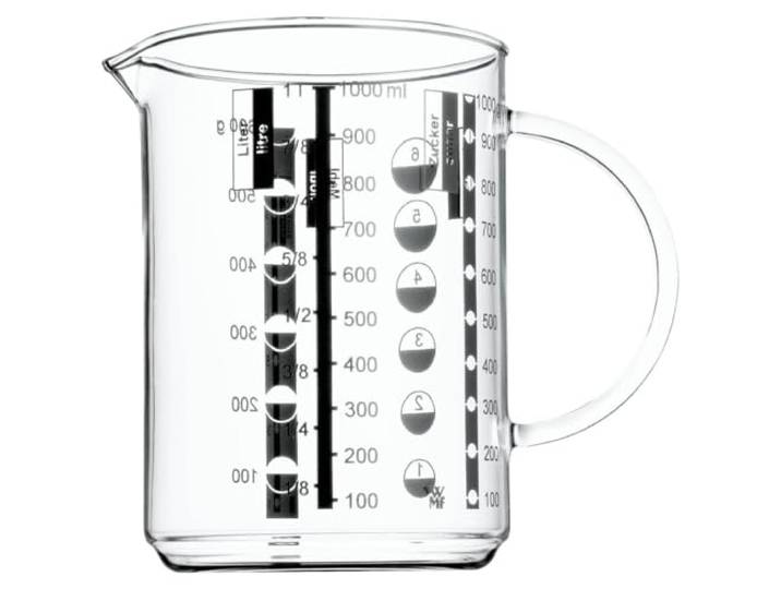 WMF Gourmet Verre doseur 1 l\, Verre résistant à la Chaleur\, Verre doseur 1 l\, Graduation pour litres\, millilitres\, Tasses et grammes