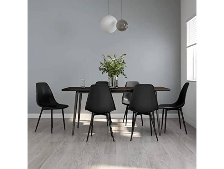 KTHLBRH Esszimmerstühle 6 STK. Schwarz PP mit Metallbeinen Ergonomische Rückenlehne, 110 kg Belastbarkeit, pflegeleichte Oberfläche, vielseitig einsetzbar