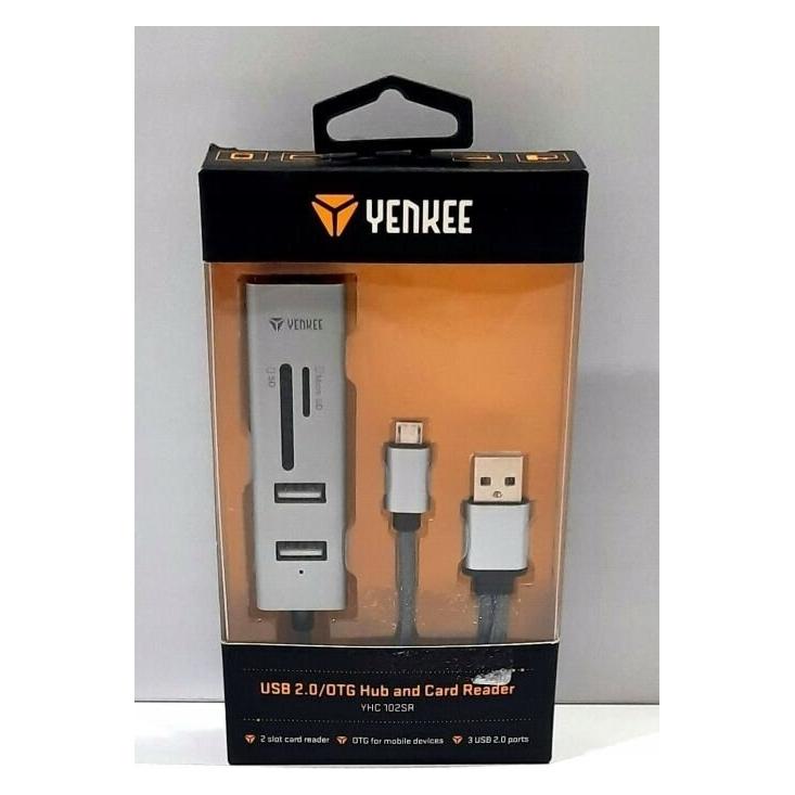 Yenkee YHC 103SR USB C OTG HUB+Leser weiss / 3x USB 2.0 / 1x USB-C / MicroSD- und SD-Kartenleser (USB-C, 3 Ports) (8590669276363)