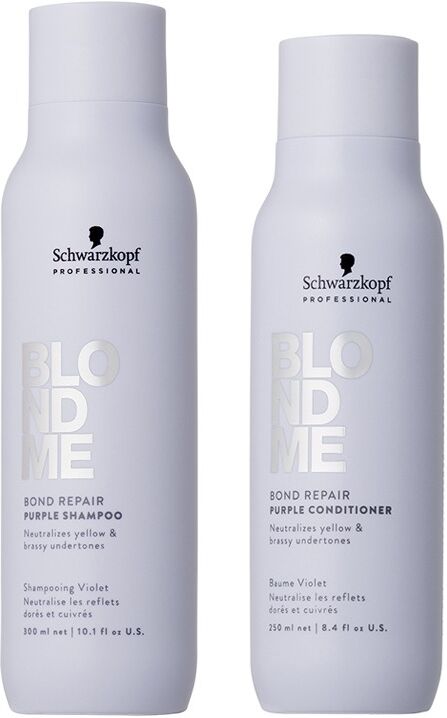 Schwarzkopf BlondMe Bond Repair Purple Shampoo 300ml & BlondMe Purple