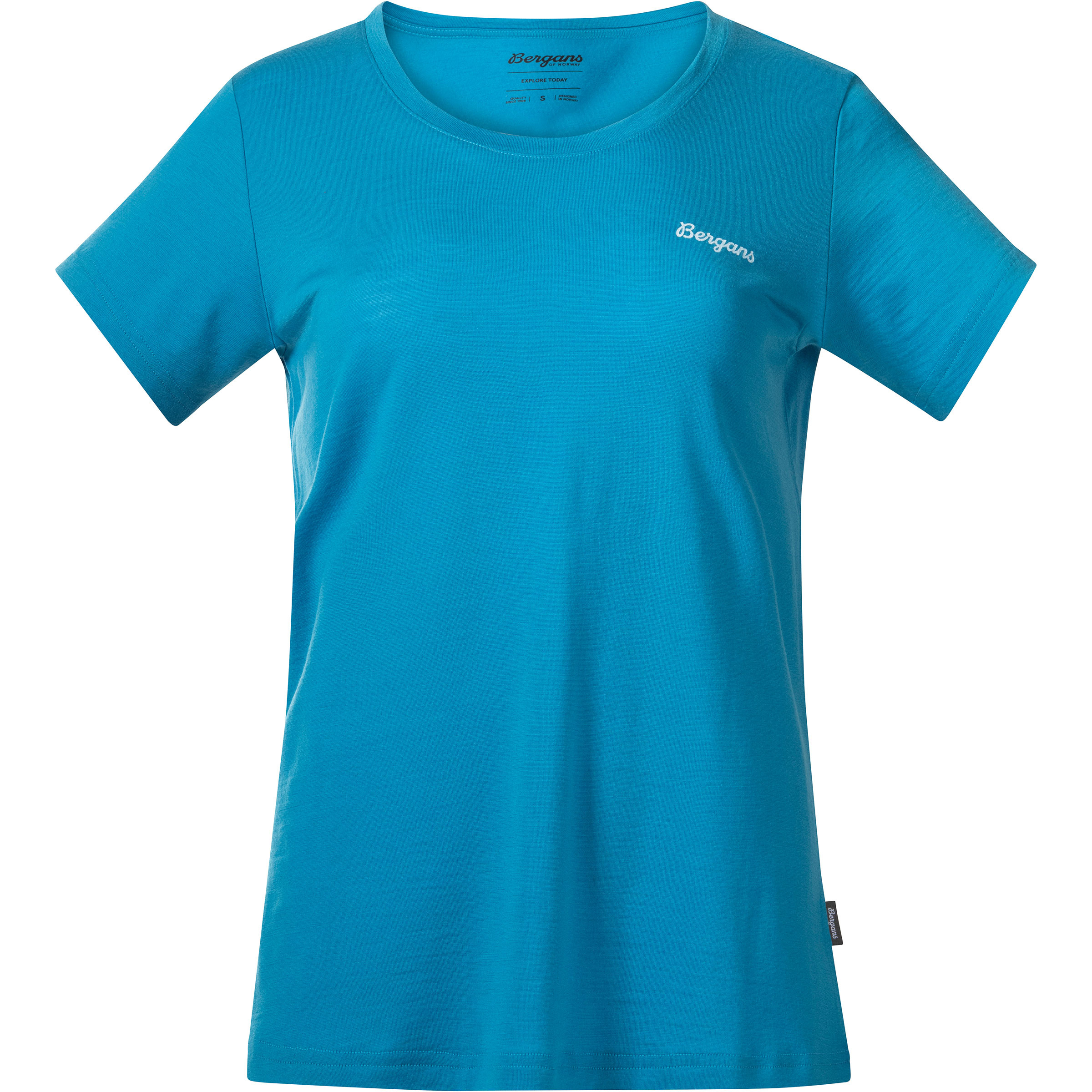 Bergans Rabot Emblem Wool Damen T-Shirts blau Größe S Trekking Schnell trocknend Merinowolle | Lyocell (Tencel)