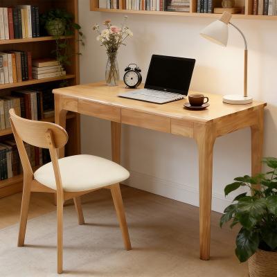 Solid Wood Mid Century Modern Desk with Drawers and Smooth Edges