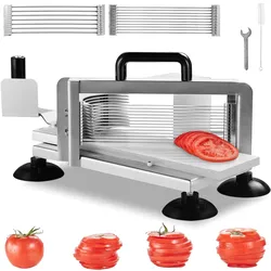 VEVOR Kommerzieller Tomatenschneider, 1/4"+3/8"+3/16" Tomatenschneider, Hochleistungs-Tomatenschneider aus Edelstahl, manueller Gemüseschneider, zum Schneiden von Tomaten, Gurken, Bananen usw.