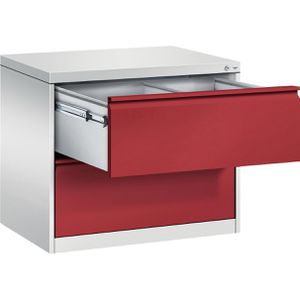 CP-Möbel Hängeregisterschrank Acurado C2000, 2-bahnig, 2 Schübe, lichtgrau / rot