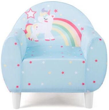 Costway Kids Sofa with Breathable Spandex Fabric and High-density Sponge Filling for Boys and Girls-Blue