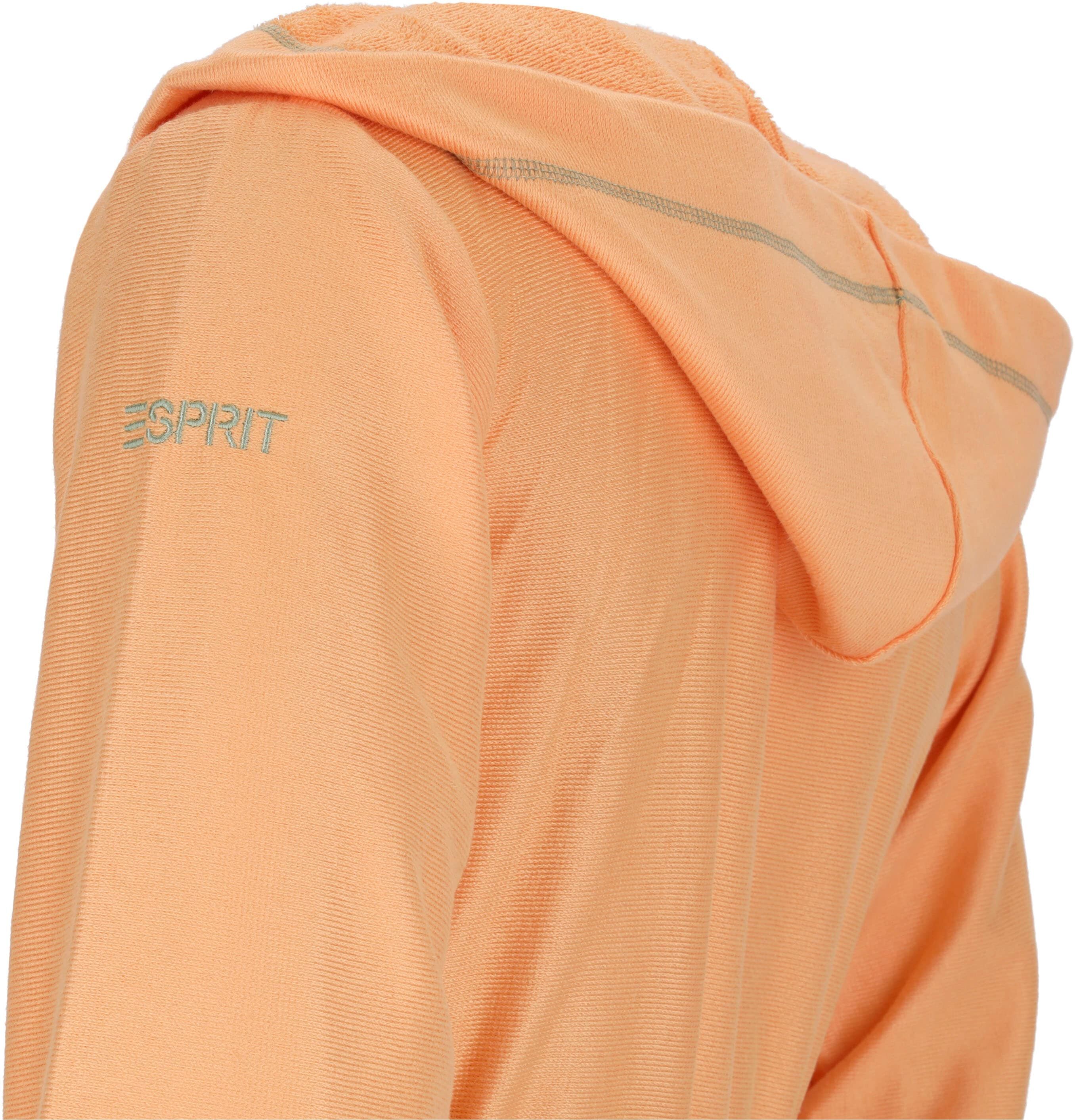 Unisex-Bademantel ESPRIT "Modern Life, ideal für Sauna & Spa, Hotelbademantel, Morgenmantel" Gr. XS, rot (apricot), L:109cm, Wirkfrottier, Hausmäntel, Unisex-Bademantel, Bunte Ziernähte