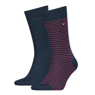 Socken TOMMY HILFIGER "TH MEN SMALL STRIPE SOCK 2P", Jungen, Gr. 39-42, blau (tommy original), Baumwollmischung, Elasthan, Polyamid, normal, Socken Socken, Tommy Hilfiger-Branding