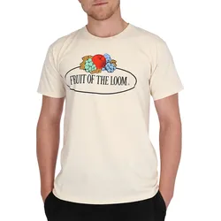 Fruit of the Loom Basic T-Shirt mit Logo-Print, natur, XL