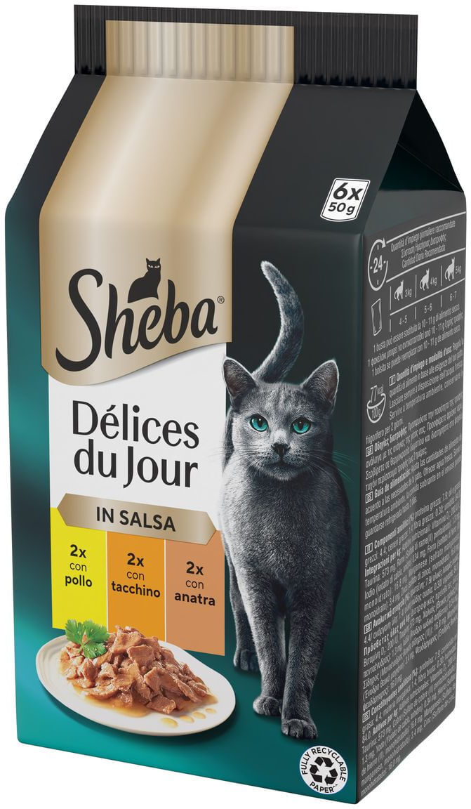 Sheba Délices Du Jour in Salsa Cat Busta Multipack 6x50G POLLO TACCHINO ANATRA