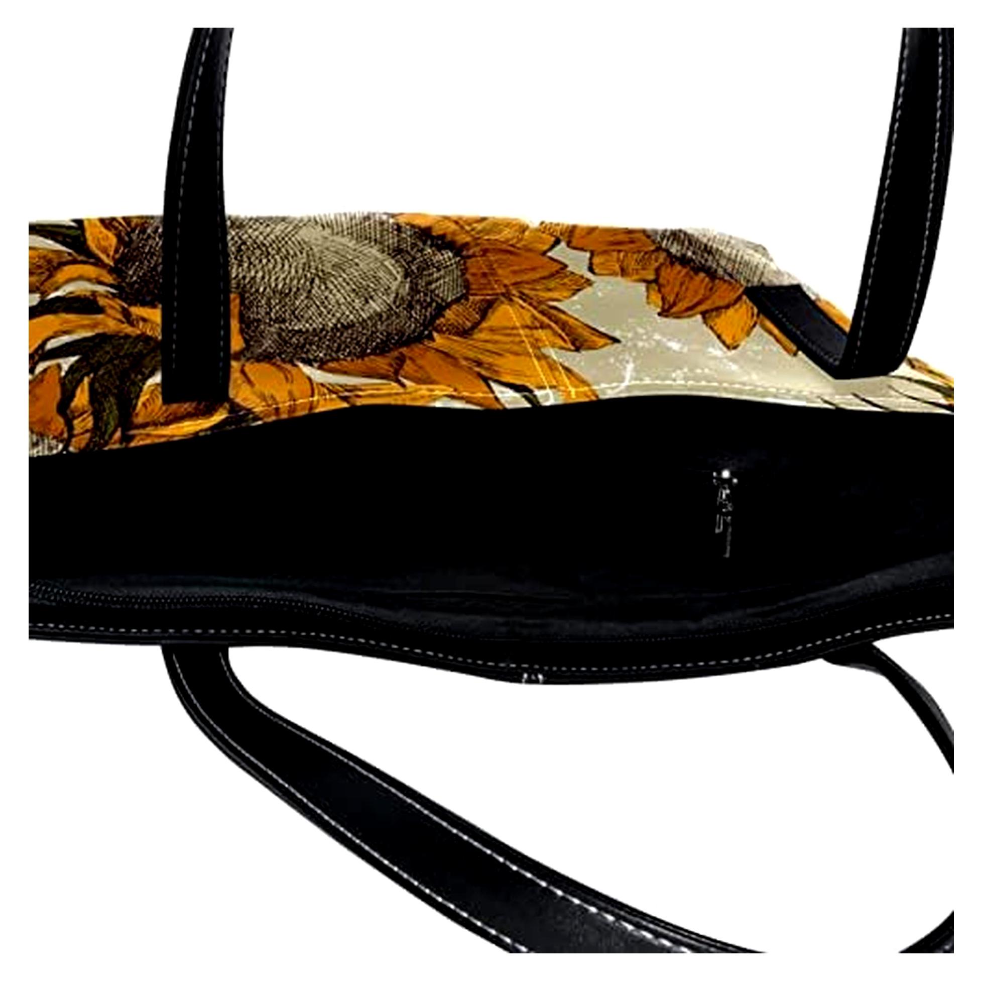 Personalisierte Tragetasche mit Reißverschluss, Schultertasche für den Alltag, Arbeit, Schule, Sonnenblume, Retro, Mehrfarbig