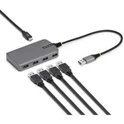 StarTech 4-Port USB-A Hub, 5Gbps, Bus Powered (USB-A, 5 Ports), Dockingstation + USB Hub, Grau