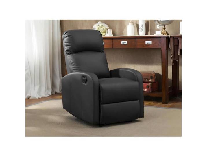 Fauteuil relax en simili ISAO - Noir - VENTE-UNIQUE - Relaxation - Contemporain - Design