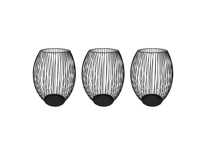 QUVIO Kaarsenhouder met frame - ø9x21 cm - Rond - Metaal - Zwart - set van 3