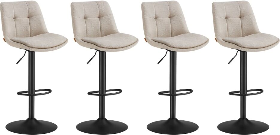 VASAGLE Ensembles de 4 tabourets de bar réglables blanc Blanc 43x114x49cm