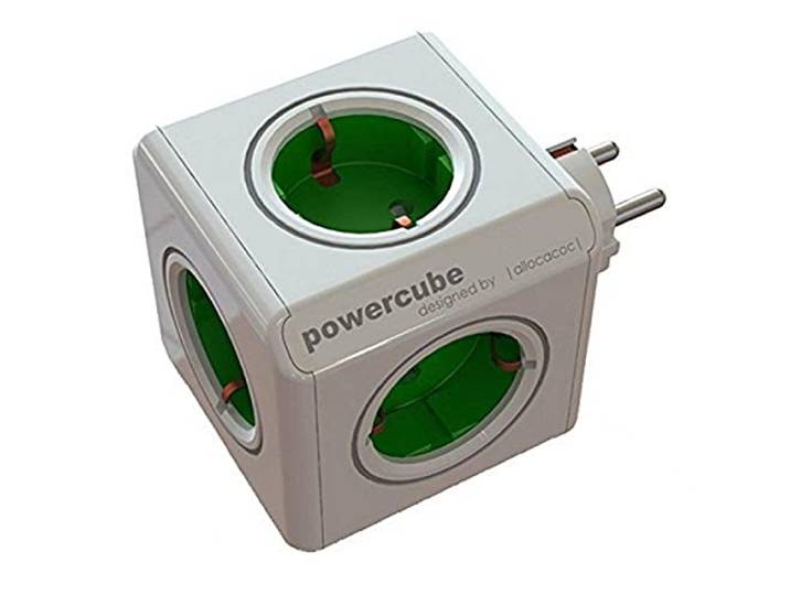PowerCube Original Grey Type F - Socket Multiplier 5 sockets (Green)