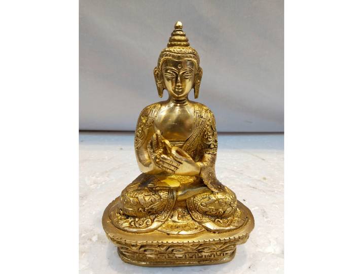 Ambia Home Skulptur Buddha, Goldfarben, Metall, Buddha, Buddha, 8x17x12 cm, Kunsthandwerk, sitzend, zum Stellen, Dekoration, Dekofiguren & Skulpturen, Skulpturen
