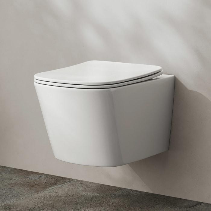 Kronenbach Cube Wand-WC-Set kompakt spülrandlos mit Rotationsspülung und WC-Sitz slim