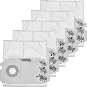 Festool Staubsaugerbeutel Filtersack Selfclean SCFIS-CT MIDI/5, für Nass-Trockensauger CT MIDI bis Baujahr 2018, 5 Stück