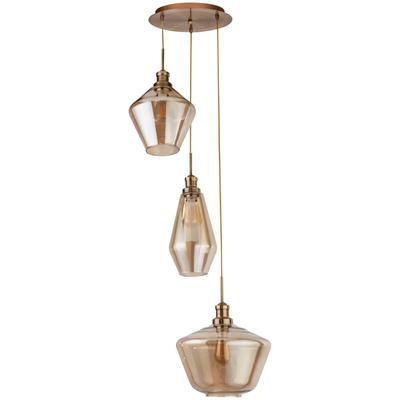 SEARCHLIGHT Hängeleuchte "Hängeleuchte Mia, 3-flammig", braun (antikmessing, champagner), 3, Ø 51cm, 1 Stk., Leuchten, Farbglas in drei Form-Variationen, Hängeleuchte