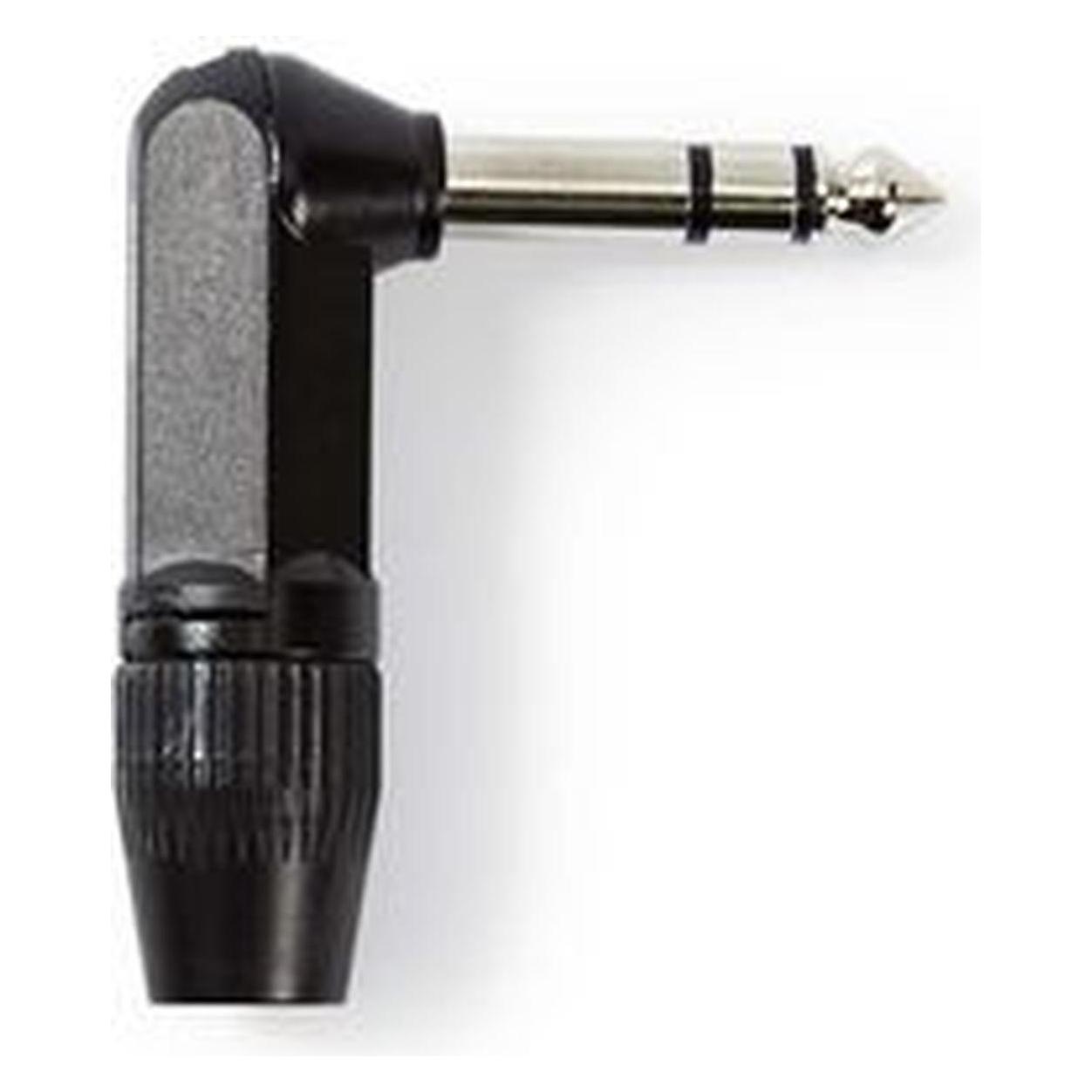 Nedis Audio-Anschluss | abgewinkelt | Stecker | Vernickelt | Lot | Kabeleingangsdurchmesser: 8.0 mm (COTP23903BK)