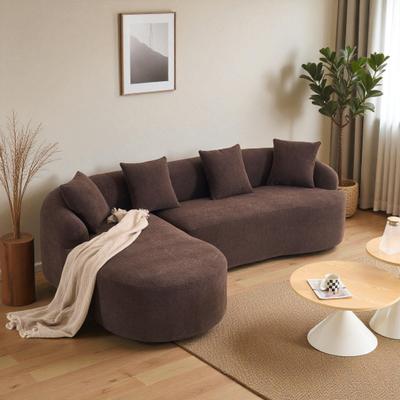 Fundinbaths "98.8"" Boneless L-Shaped Sectional Sofa with Curved Chaise, Modular Chenille Compression Couch with 30D Foam for Living Room"