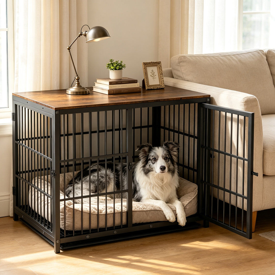 Archie & Oscar Harriet Furniture Style Crate with 3 Doors Black 81 cm H x 107.5 cm W x 71.5 cm D