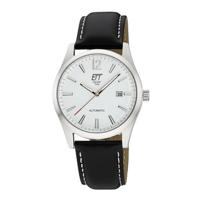 Automatikuhr ETT "Motion Drive", schwarz (schwarz, weiß, weiß), Armbanduhren, Herren, silberfarben, Automatikuhr, Armbanduhr, Herrenuhr, Mechanische Uhr, Lederarmband, analog, Tag