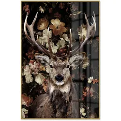 La Casa »Deer in a shower of flowers« Glasbild 80x120 cm