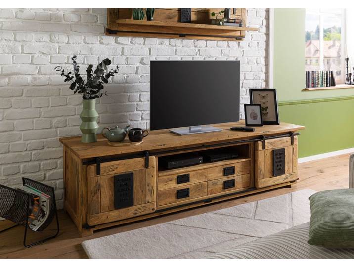 TV-Board Mango 200x55x55 natur lackiert RAILWAY #314