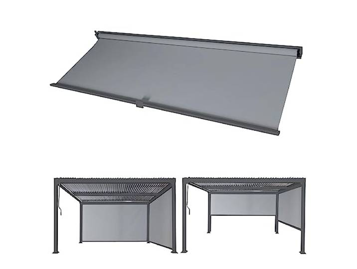 Mendler Seitenwand für Pergola HWC-L41 Stoff/Textil 3x3m - anthrazit Pavillon, Rollo, Ersatzseitenwand