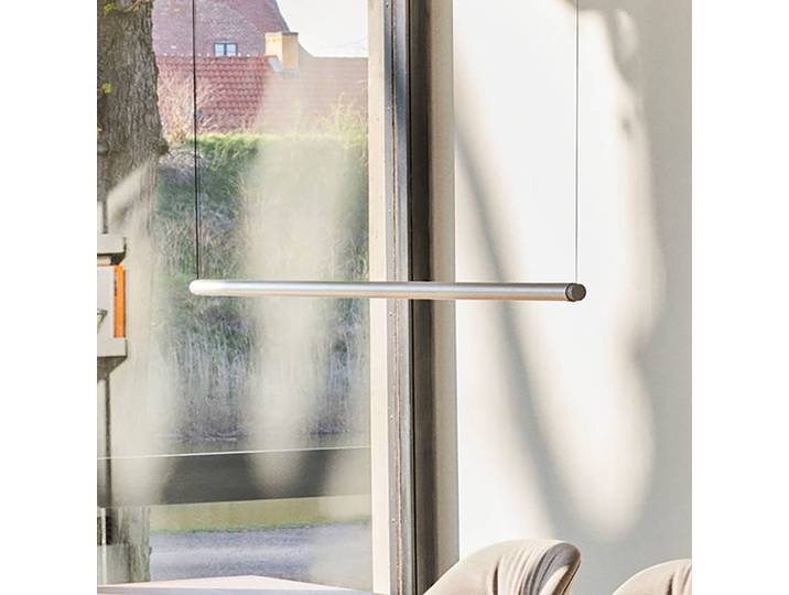 HAY Designer Hängelampe Factor Linear 1500, dimmbar, alu / grau / zink, für Wohn- / Esszimmer, Aluminium, Design, Pendelleuchte