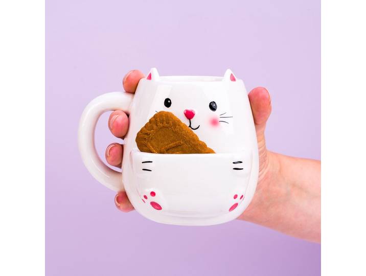 Keramische Drinkbeker Met Koekjescompartiment - Kat