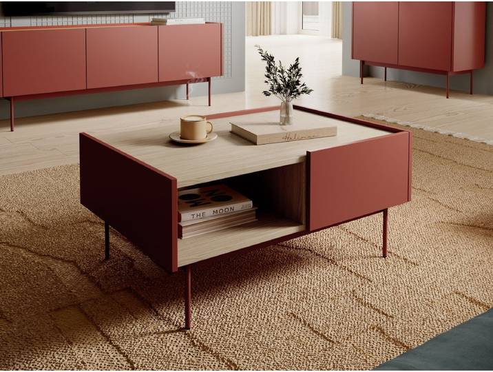 Designer Couchtisch Nero - Rot - Luxusbetten24