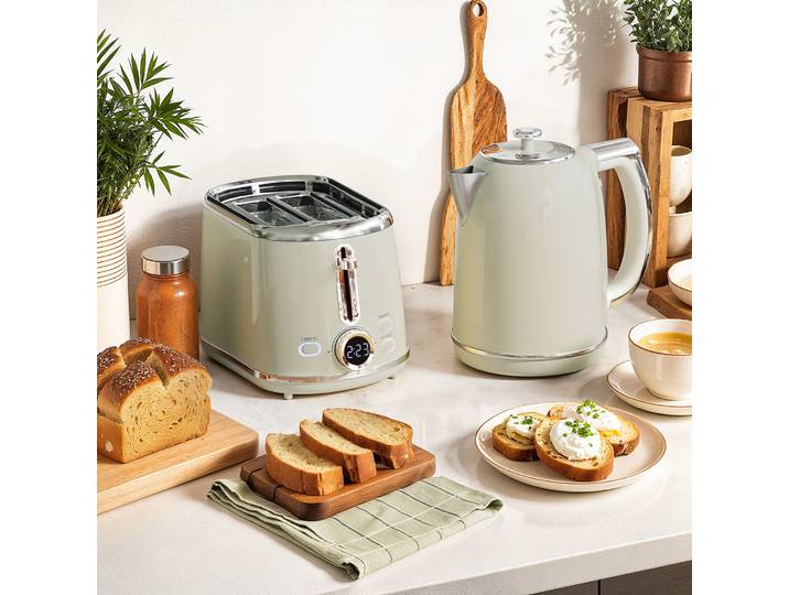 HOMCOM Ensemble Bouilloire 1,7L Inox & Grille-pain 2 Tranches Gris