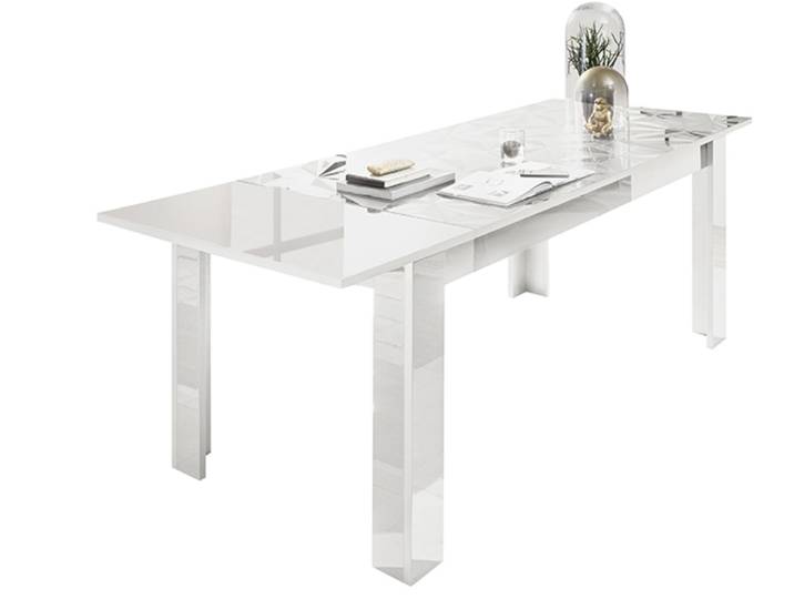Table de repas extensible Prisme blanc brillant - Basika