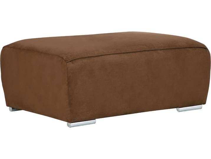 Hocker, Luxus-Microfaser Lederoptik, Cognac, 100×68×45 cm, Wellenfederung, Modern, Inosign