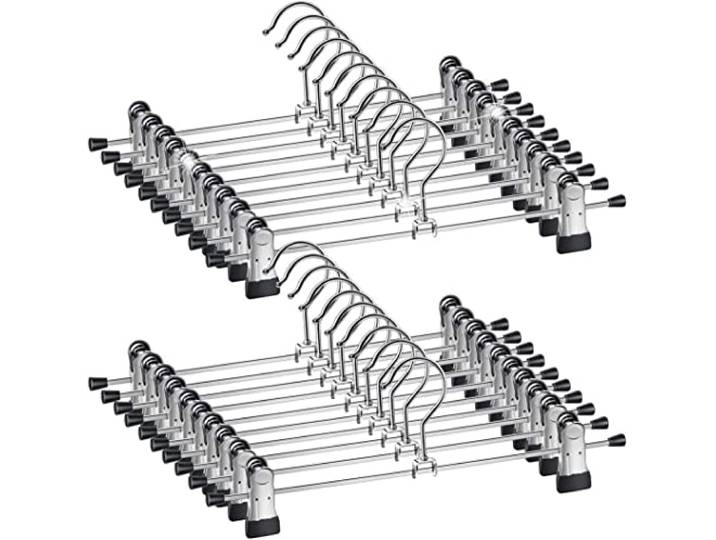 Hosenbügel, 500 Stück Kleiderbügel aus Metall, Kleiderbügel mit 2 rutschfesten Clips, platzsparend, Kleiderbügel für Hosen, Röcke mit Trägern (500 Stück)